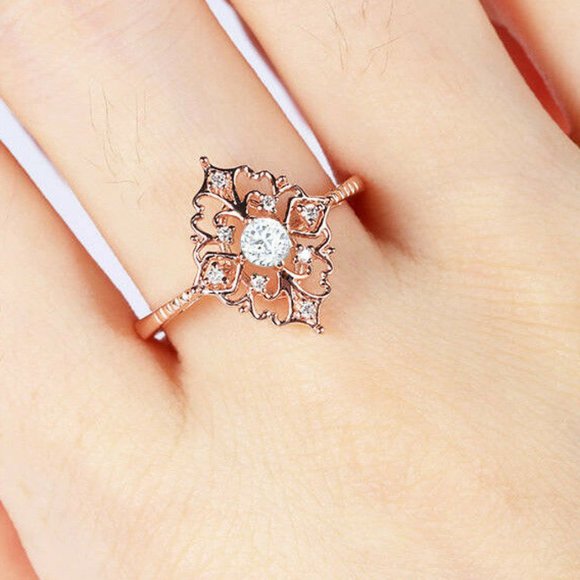 New Rose Gold Women's Wedding Sapphire Ring - Picture 2 of 8